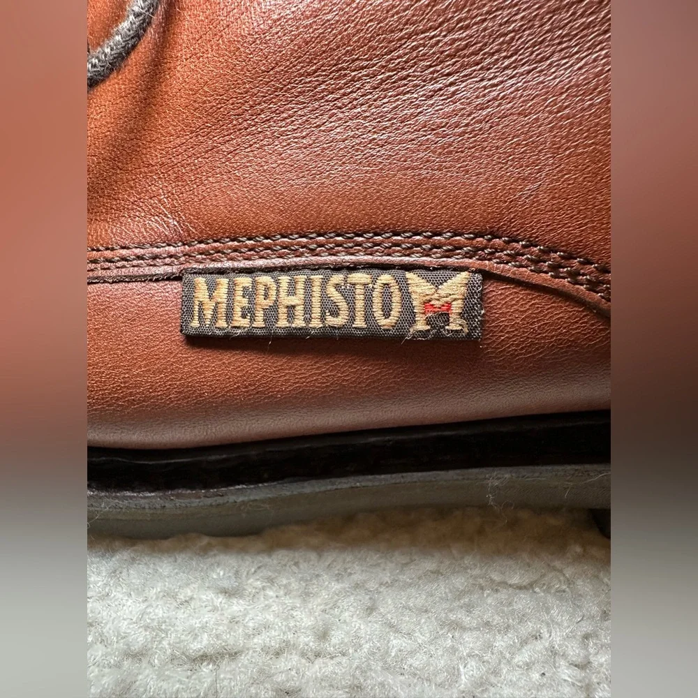 Mephisto men’s brown cognac leather oxfords shoes work office casual lace‎ up 9